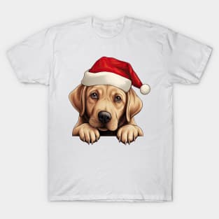 Christmas Peeking Labrador Retriever Dog T-Shirt